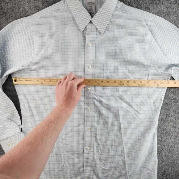 Brooks Brothers Regent 16.5 4/5 Cotton Non-Iron Blue and Green Check Long Sleeve - Picture 14 of 16